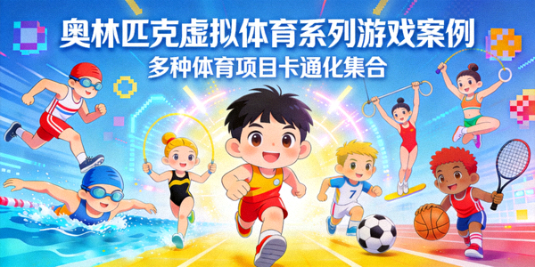 奥林匹克虚拟体育系列游戏案例封面 - 多种体育项目卡通化集合